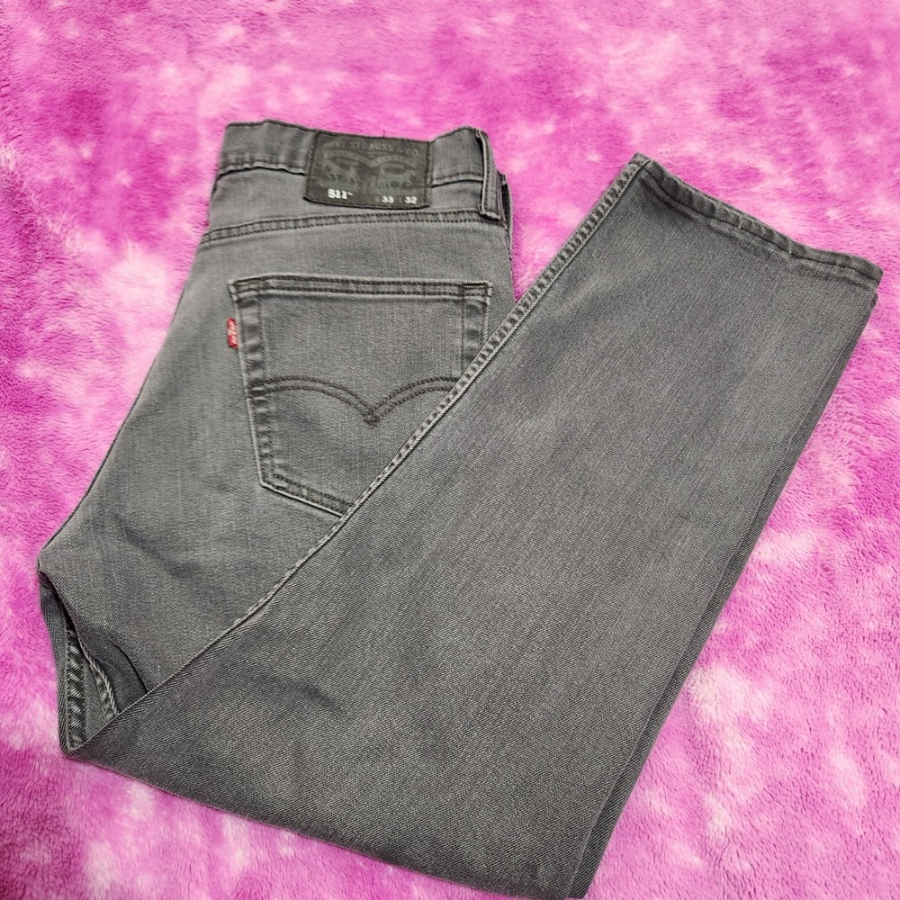 Levi's 511 Jeans Men's W33x32 Low Rise Slim Gray Stretch Denim - See Measurement